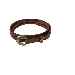 Brown Leather Braided Belt With Brass Coloured Hardware Size 36
